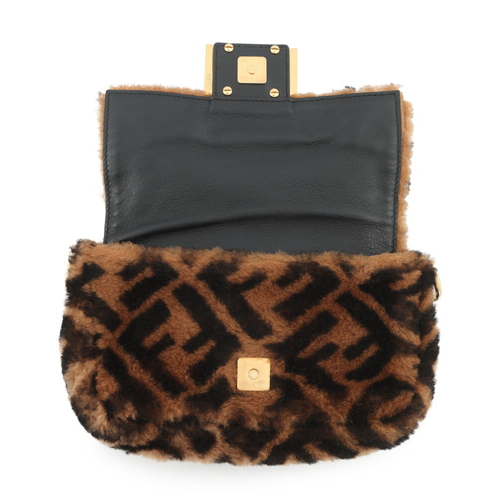 Fendi Zucca pattern baguette mini handbag, sheepskin and leather, 8BS017, FEN... - Picture 6 of 15